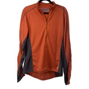 Novara Men Activewear Top Large Red Cycling Shirt 1/2 Zip Long Sleeve